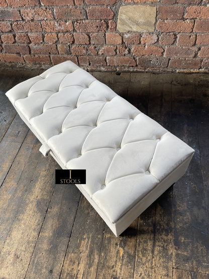 Creamy White Coffee Table With Storage | Ottoman Storage | Bench Seat