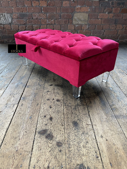PREMIUM Red/Pink Ottoman Storage Bench | Red/Pink Ottoman Footrest coffee table