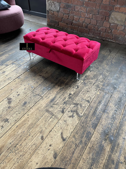 PREMIUM Red/Pink Ottoman Storage Bench | Red/Pink Ottoman Footrest coffee table