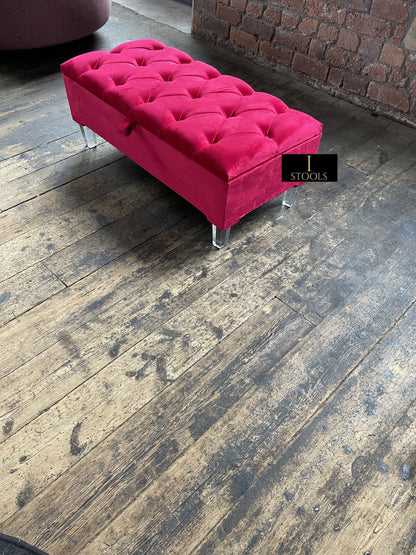 PREMIUM Red/Pink Ottoman Storage Bench | Red/Pink Ottoman Footrest coffee table