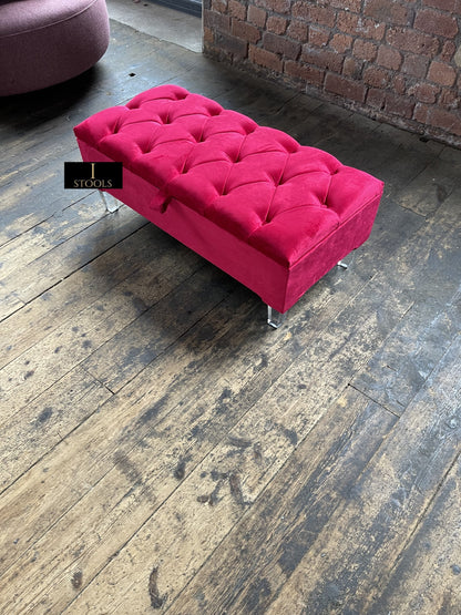 PREMIUM Red/Pink Ottoman Storage Bench | Red/Pink Ottoman Footrest coffee table