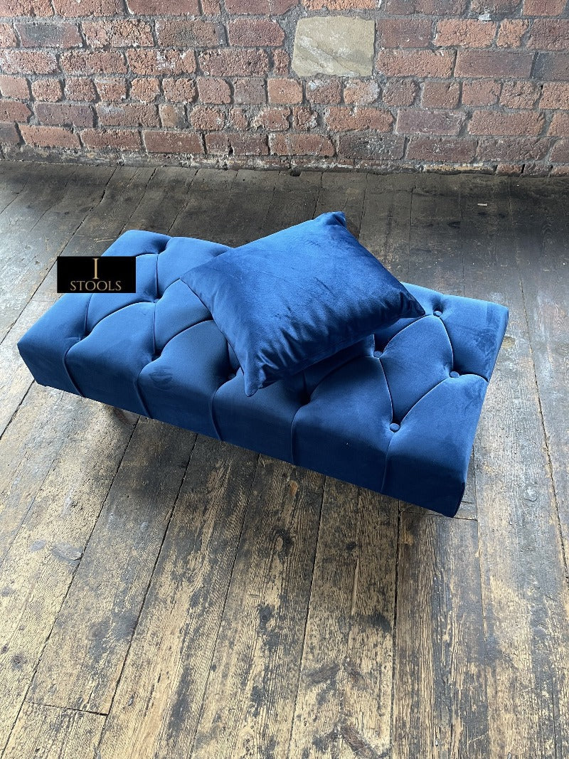 Blue Chesterfield Ottoman seat 