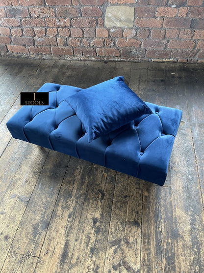 Blue Chesterfield Ottoman seat 