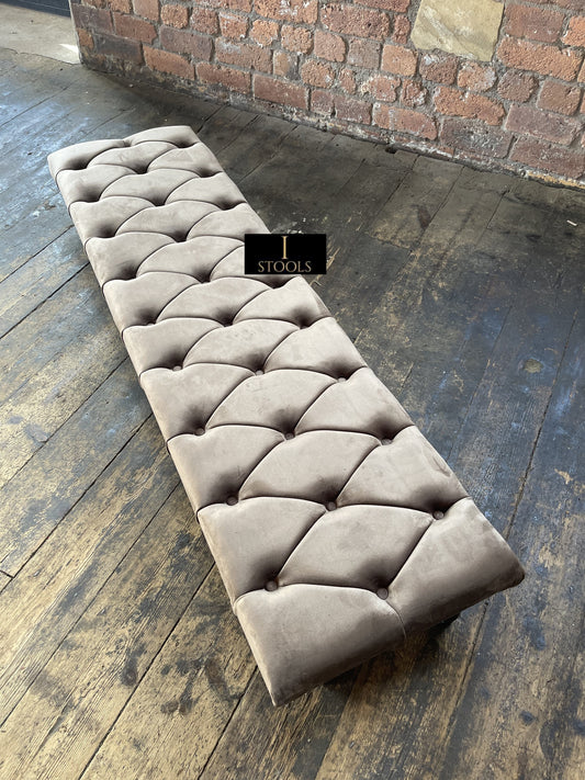 Rectangular Sand Coloured Chesterfield Footstool