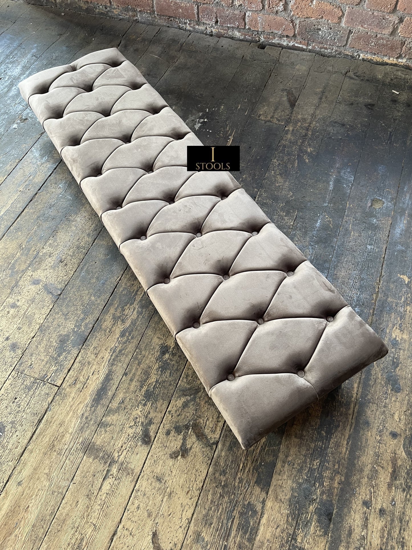 Rectangular Sand Coloured Chesterfield Footstool