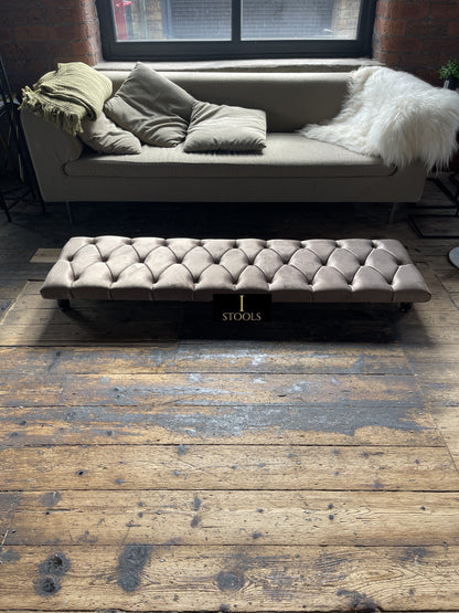 Rectangular Sand Coloured Chesterfield Footstool