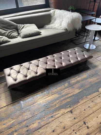 Rectangular Sand Coloured Chesterfield Footstool