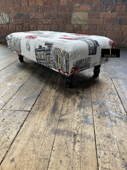 Plain Top multicolour Printed footstool