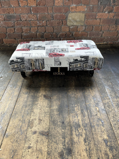 Plain Top multicolour Printed footstool
