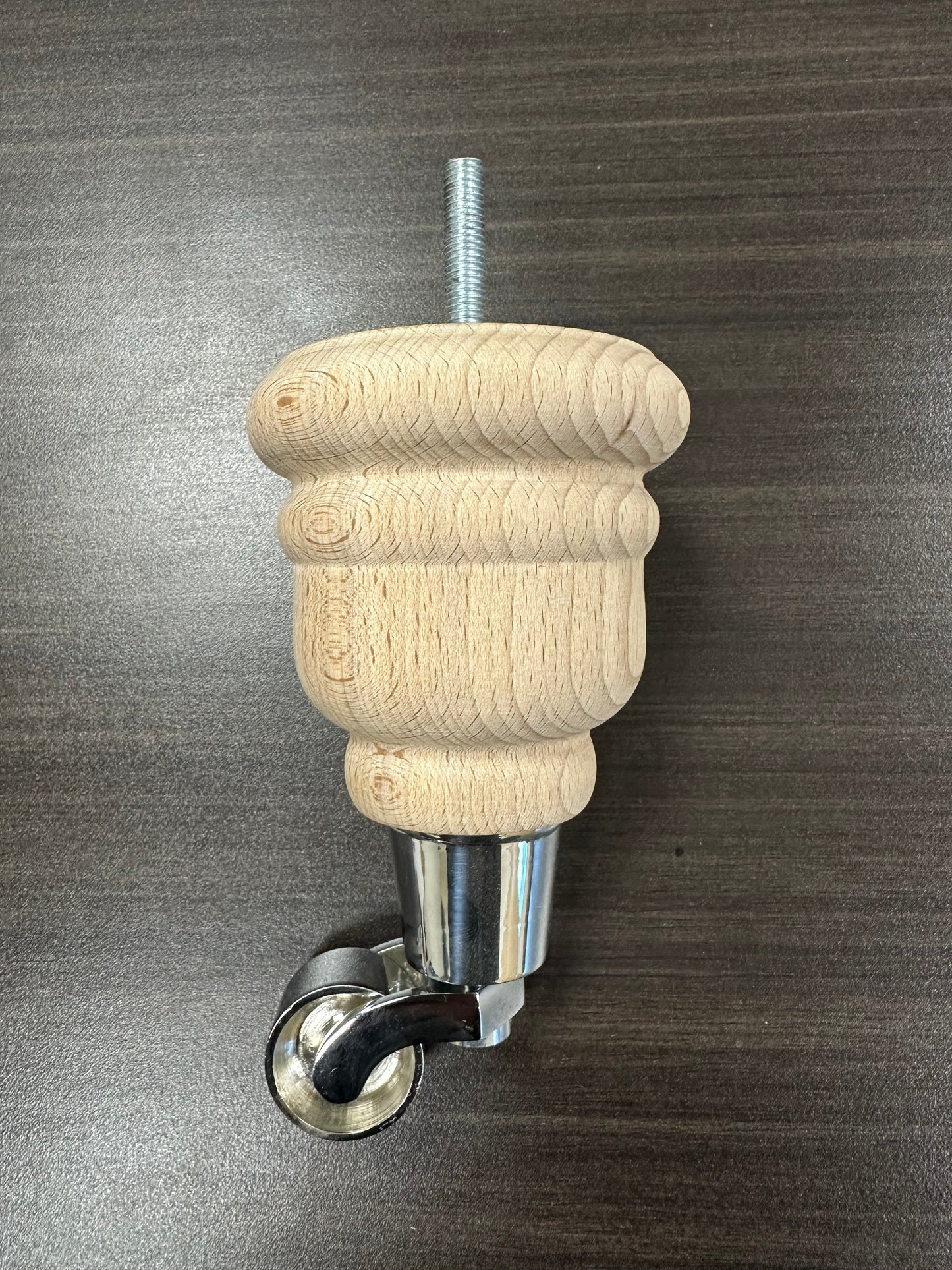 Oak circle leg silver castor wheels