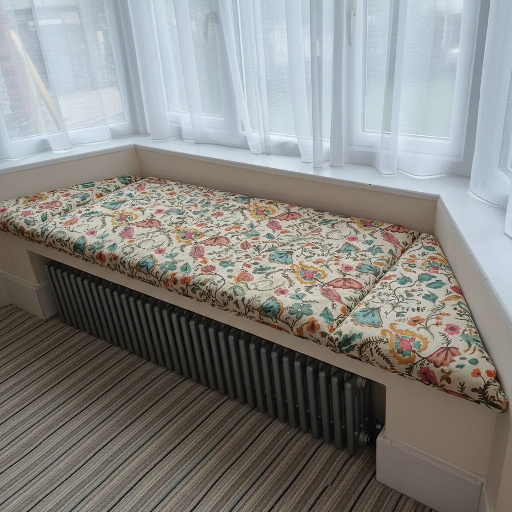 Luxury 3-piece angled bay window cushion set for indoor seating