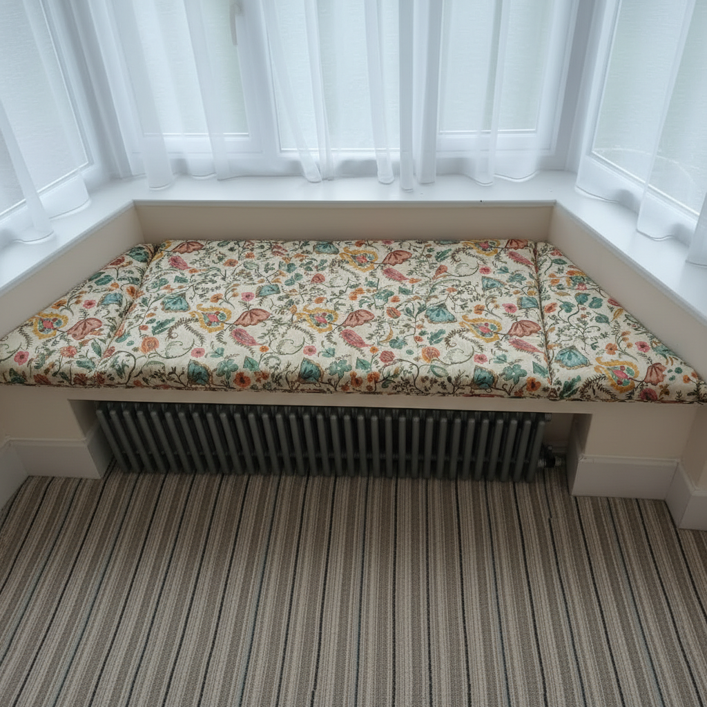 Luxury 3-piece angled bay window cushion set for indoor seating