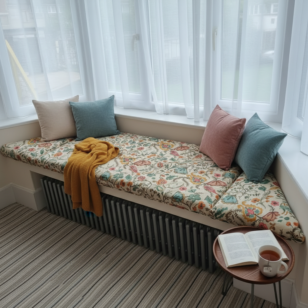 Luxury 3-piece angled bay window cushion set for indoor seating