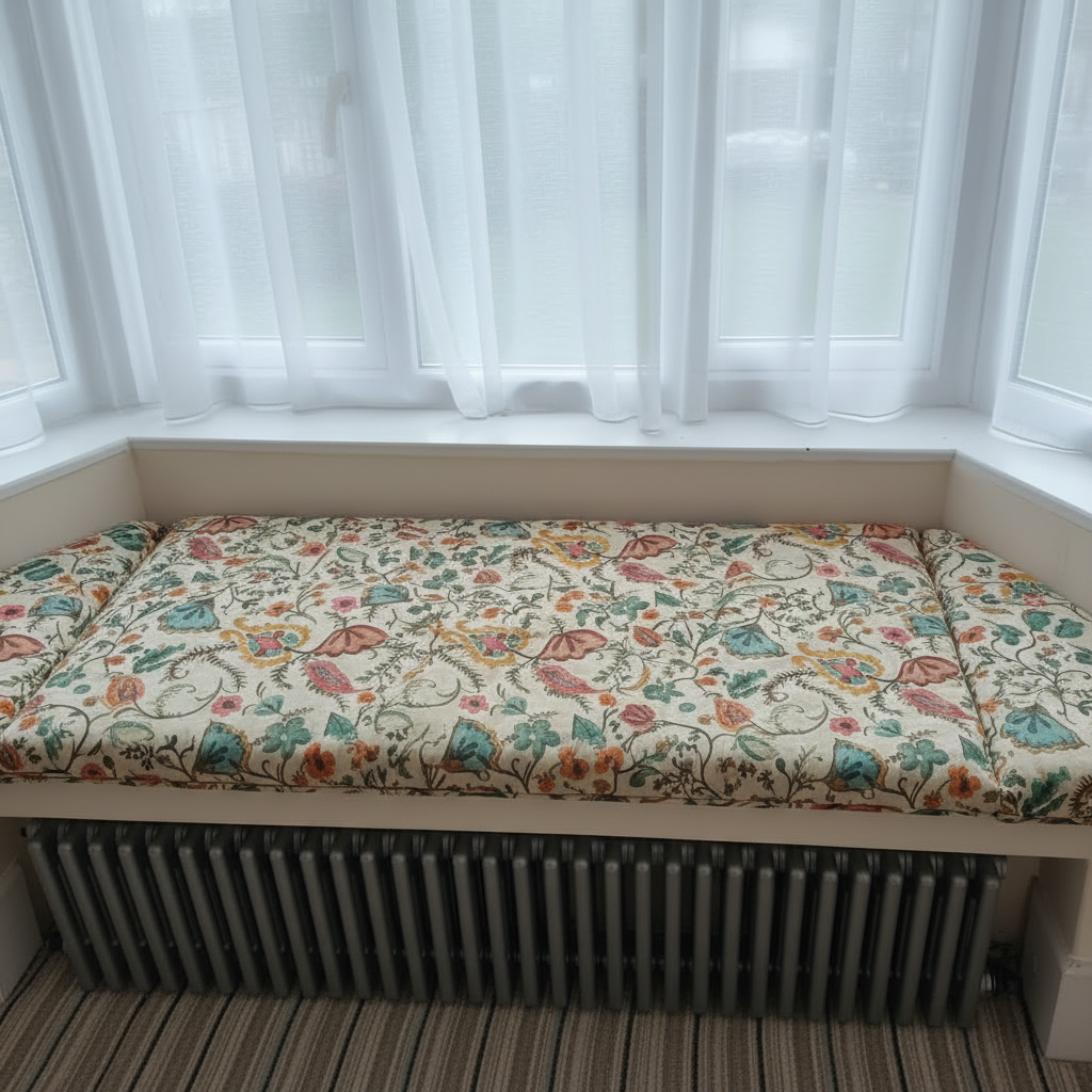 Luxury 3-piece angled bay window cushion set for indoor seating