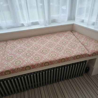 Luxury 3-piece bay window cushion set custom made for angled seating areas