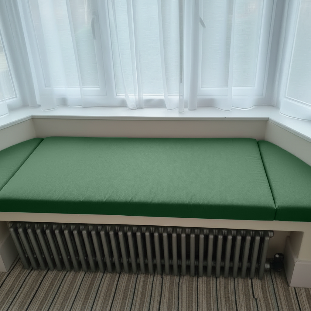 Luxury green window seat mattress with high-density foam
