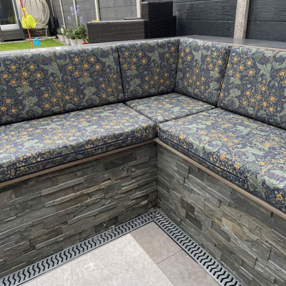 Luxury made to measure outdoor cushions with waterproof canvas and durable zipped covers
