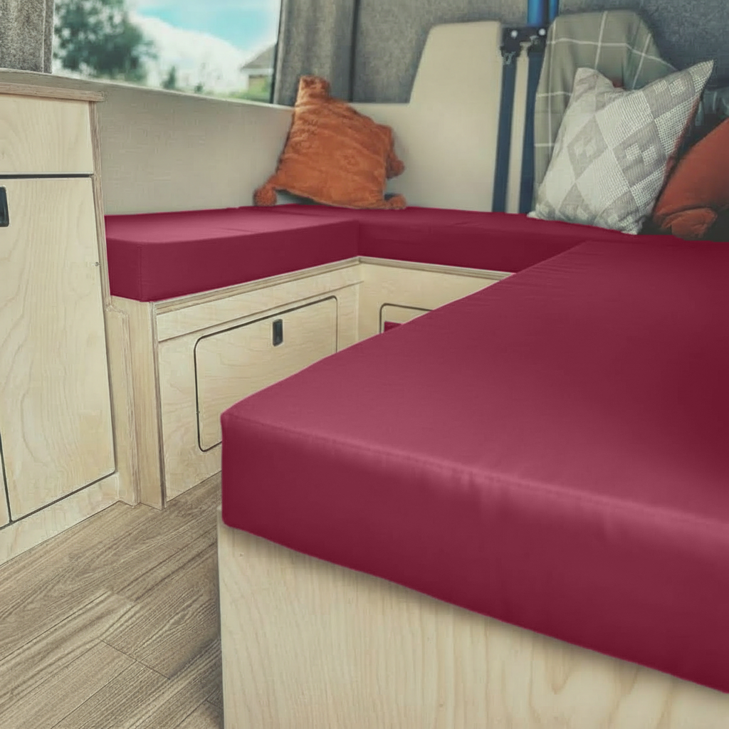 Luxury maroon motorhome upholstery seating with high density foam
