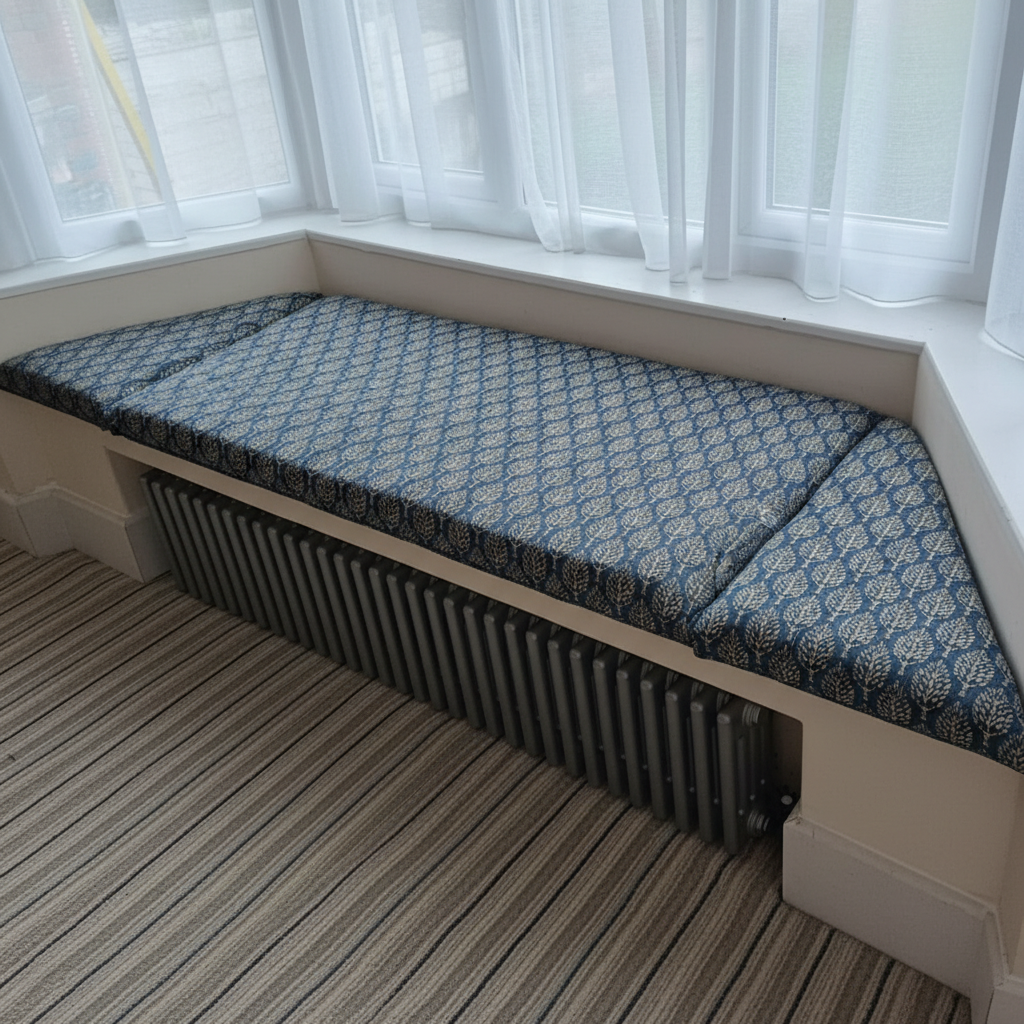 Luxury motif 3-piece angled bay window cushion set for elegant indoor seating