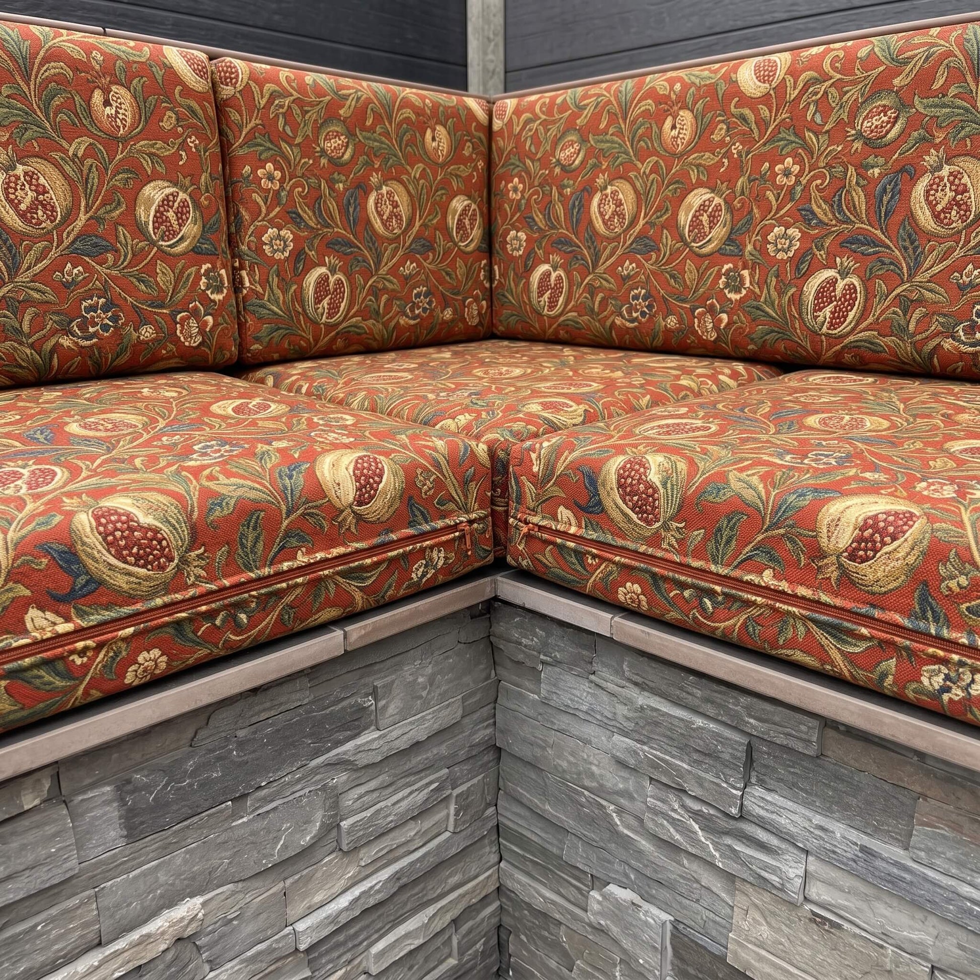 Luxury waterproof garden sofa cushions with abstract art style for premium outdoor furniture seating