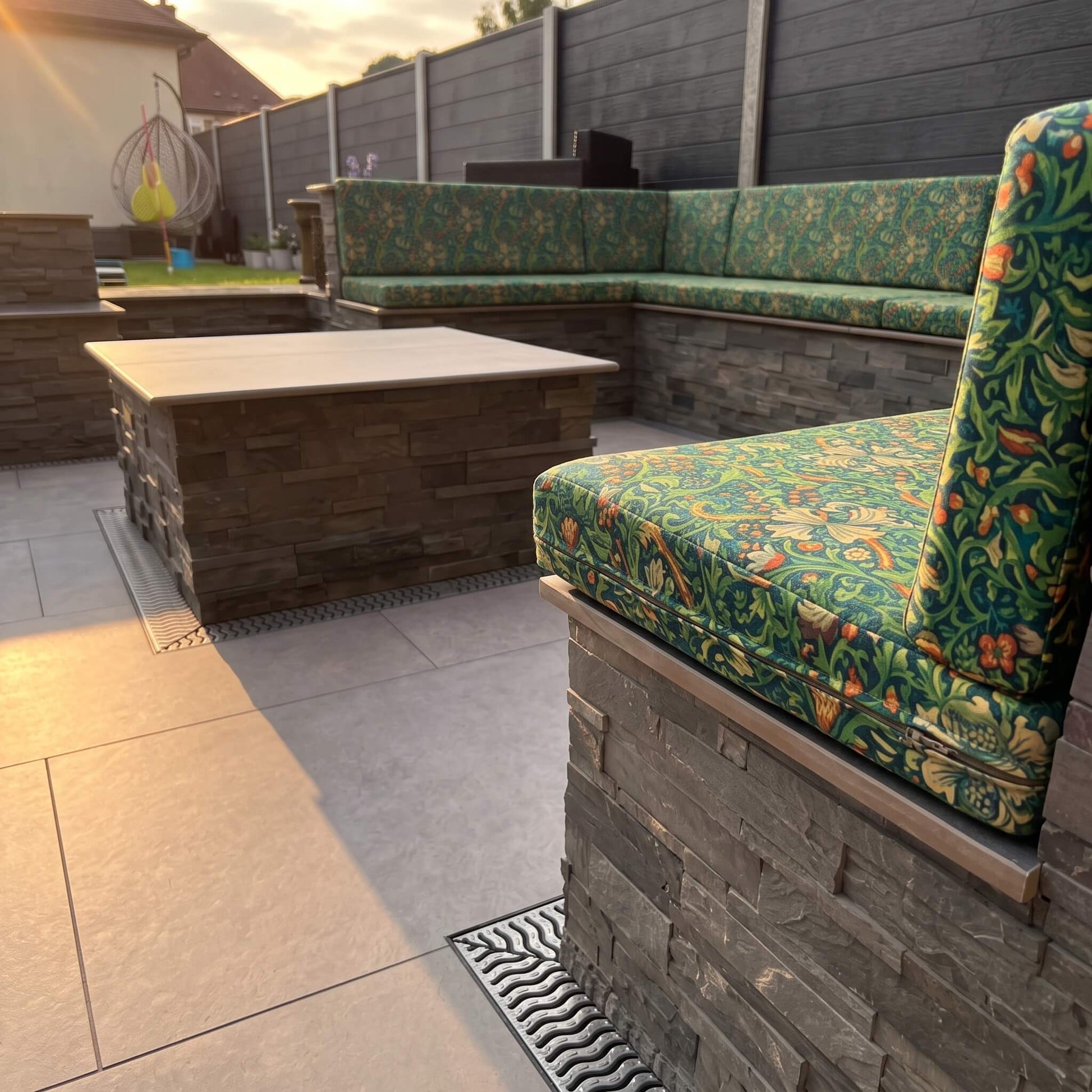 Luxury waterproof outdoor seat cushions with high-density foam and heavy-duty zipped covers for garden seating