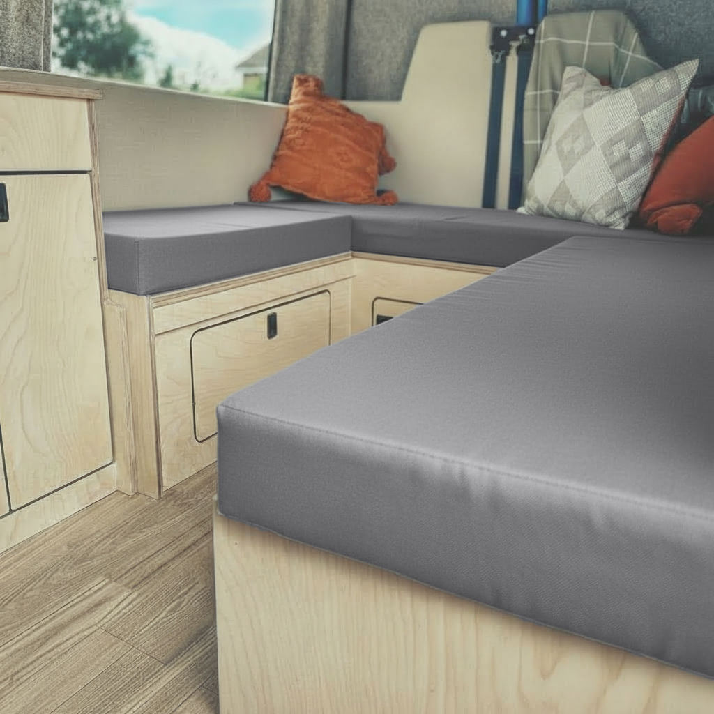 Made to measure grey campervan conversion fabric
