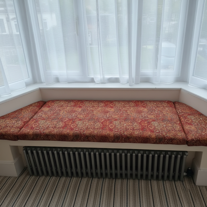 Opulent designer 3-piece angled bay window cushion set for indoor seating