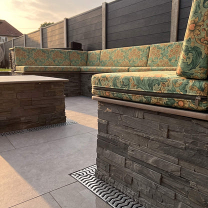 Outdoor garden seating cushions with durable waterproof canvas and heavy-duty zipped covers
