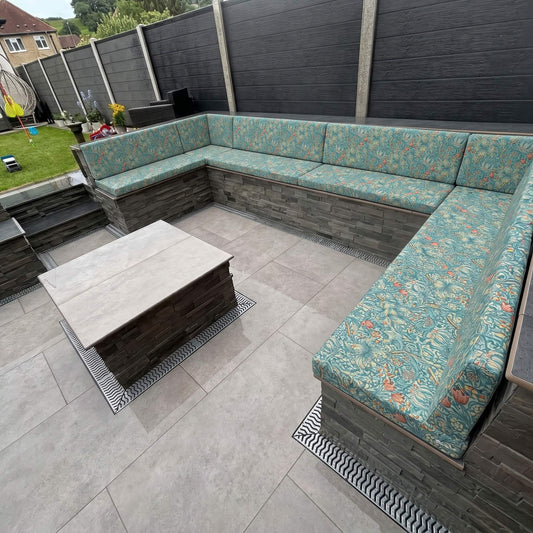 Premium Designer Motif Outdoor Seating Foam Cushions with Waterproof Canvas Fabric and High-Density Foam