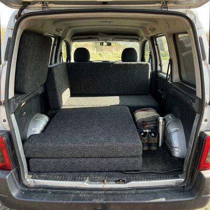 Premium HR50 high-density foam cushion set custom fitted for Citroën Berlingo camper van sleeping and seating comfort