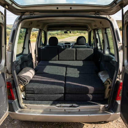 Premium bespoke HR50 foam cushion set designed for Citroën Nemo camper van seating and sleeping comfort