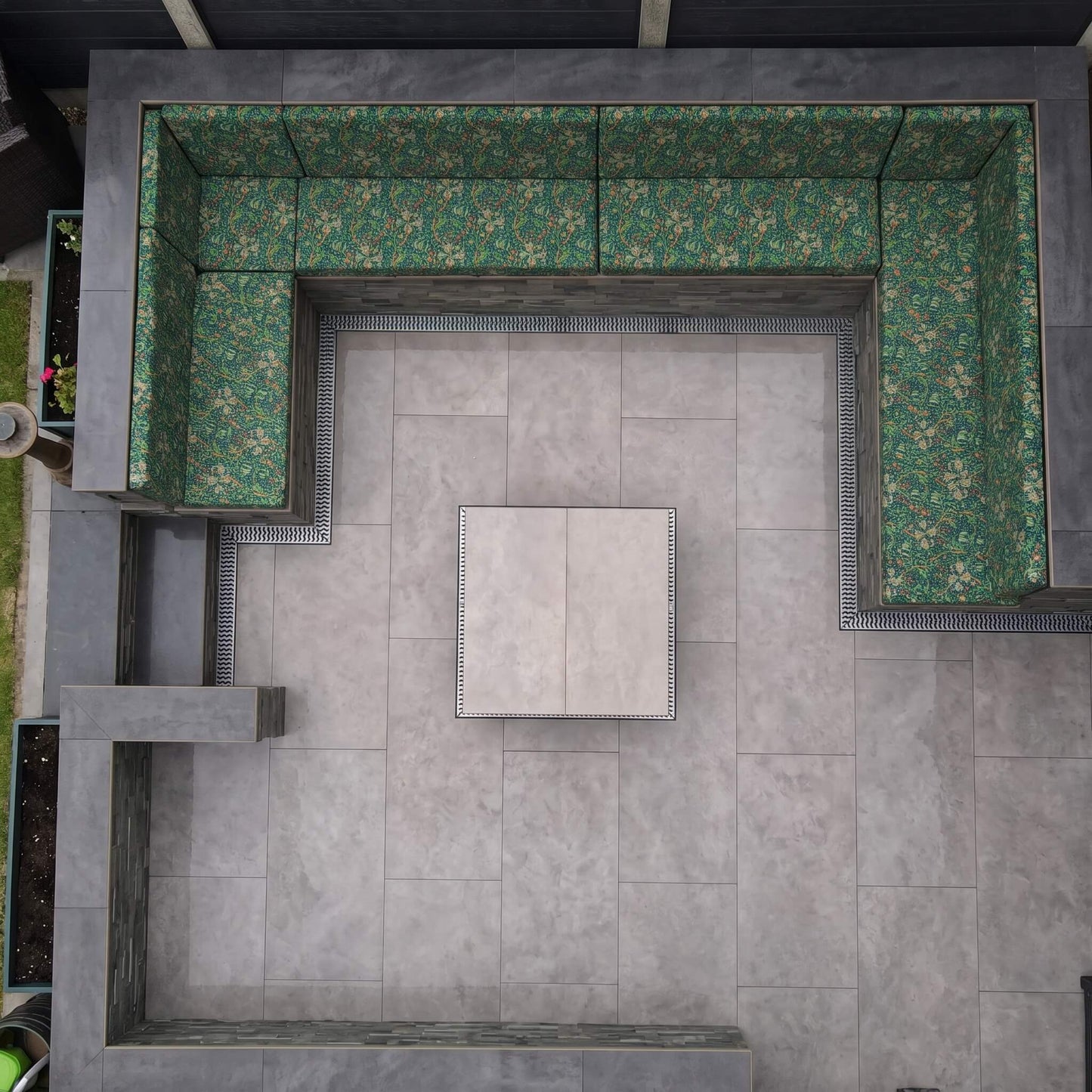 Premium bespoke patio seating cushions featuring durable zipped removable covers and weather-resistant construction
