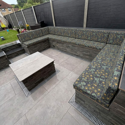 Premium outdoor seating cushions with contemporary pattern for garden use
