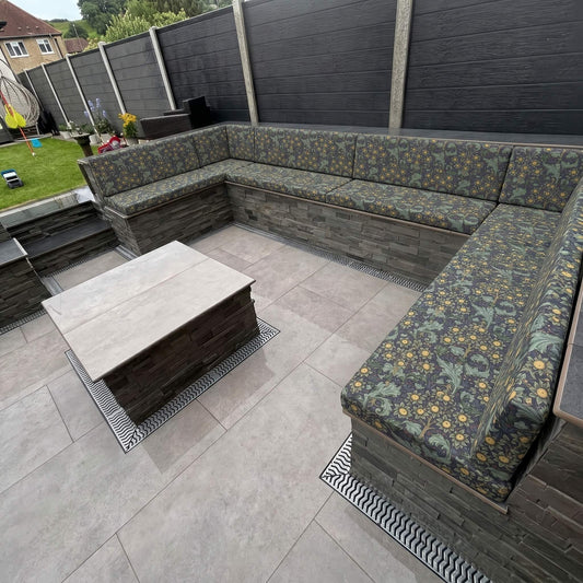 Premium outdoor seating cushions with contemporary pattern for garden use
