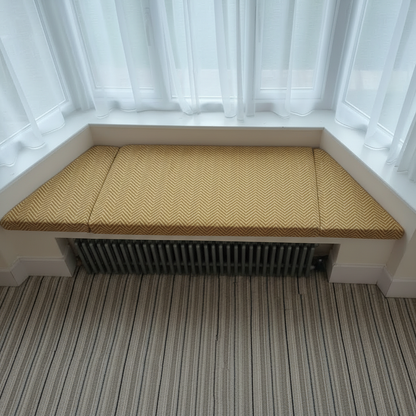 Premium textured 3-piece angled bay window cushion set for modern indoor seating