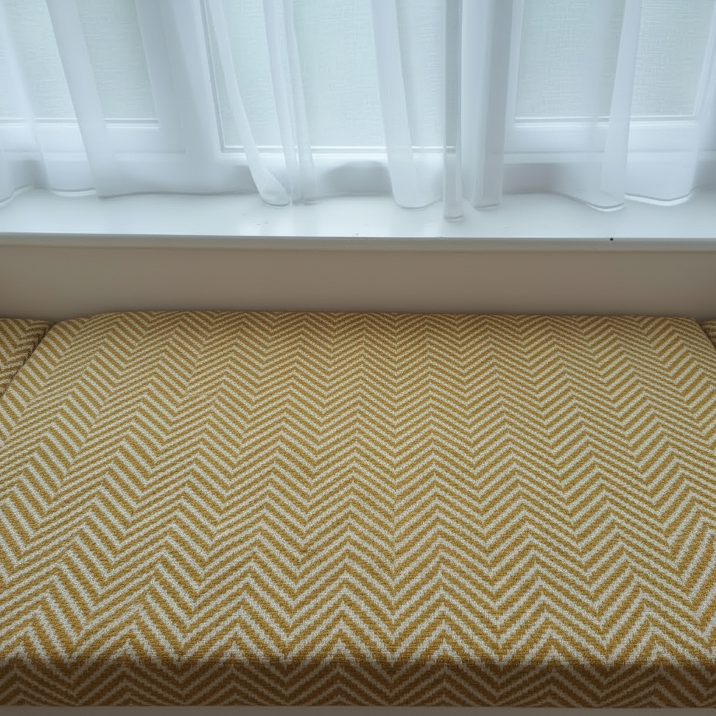 Premium textured 3-piece angled bay window cushion set for modern indoor seating