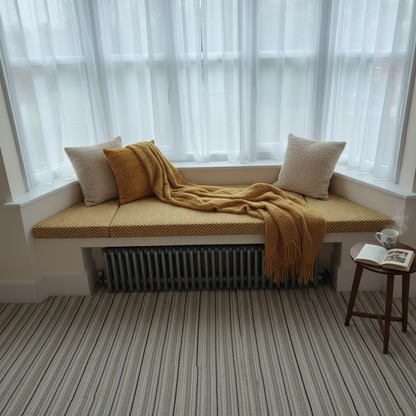Premium textured 3-piece angled bay window cushion set for modern indoor seating
