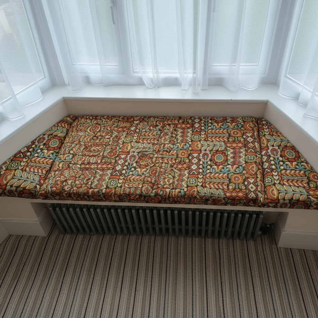 Premium woven 3-piece angled bay window cushion set for indoor seating