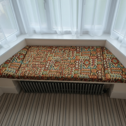 Premium woven 3-piece angled bay window cushion set for indoor seating