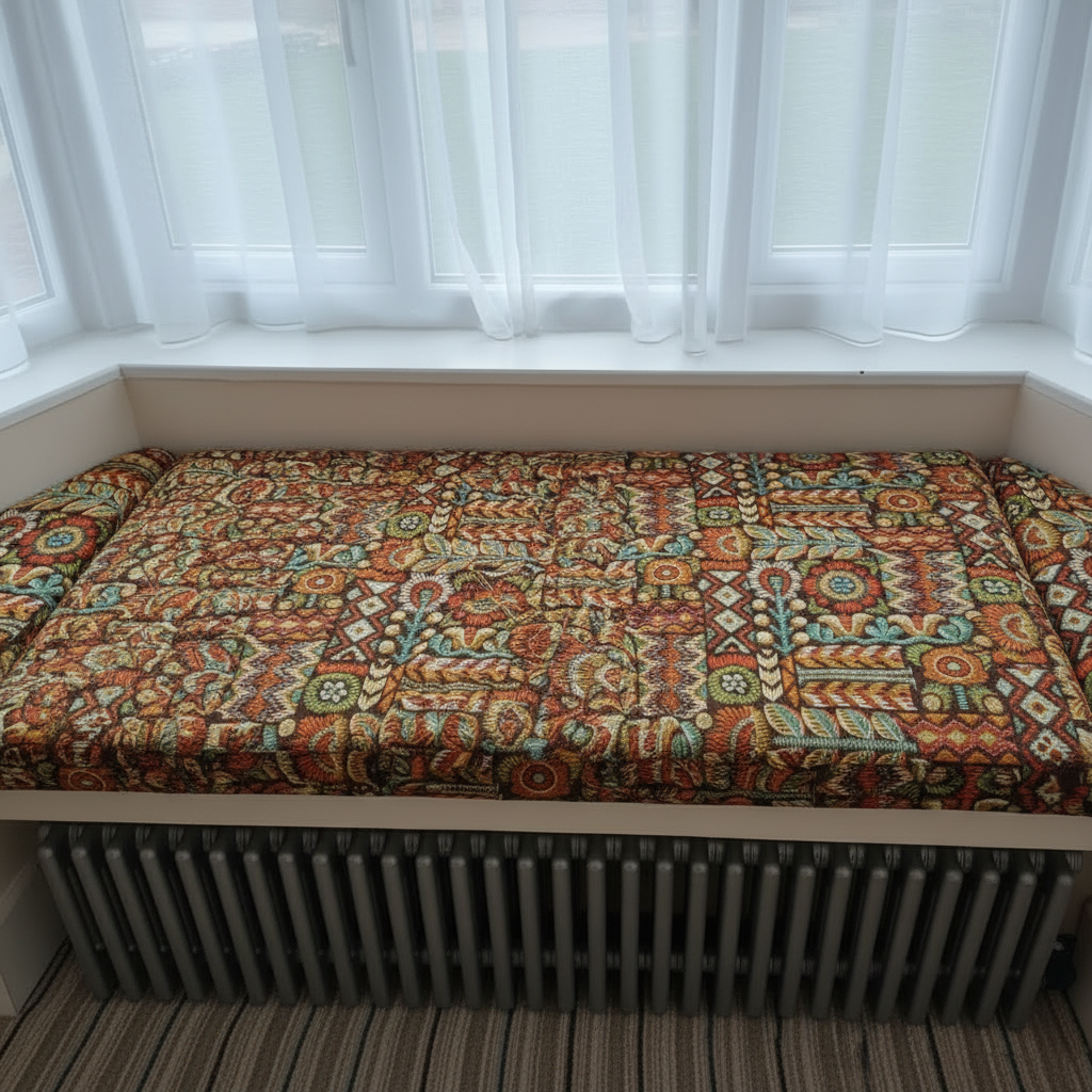 Premium woven 3-piece angled bay window cushion set for indoor seating
