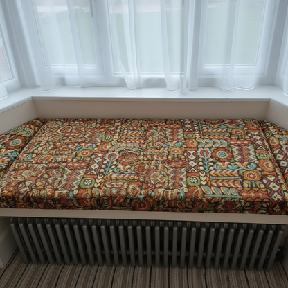 Premium woven 3-piece angled bay window cushion set for indoor seating