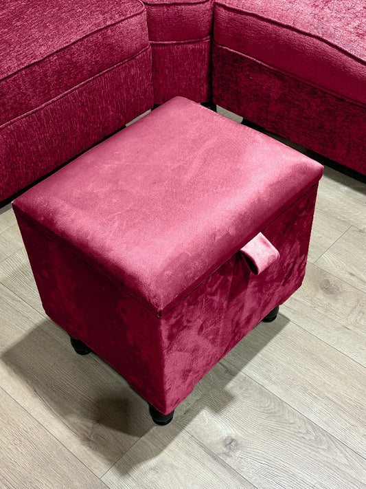 Maroon Plain Ottoman storage   