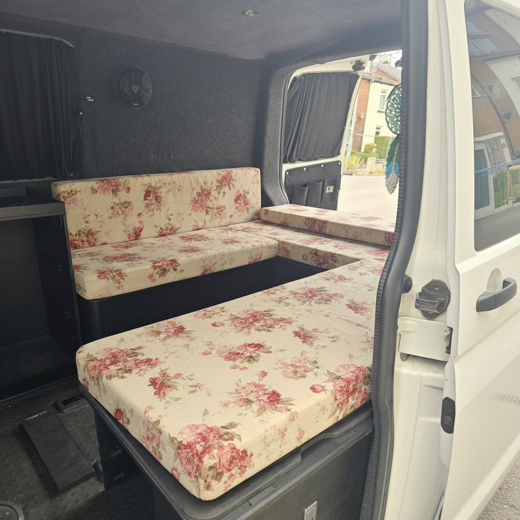 Romantic Floral Chintz Upholstery on dining benches