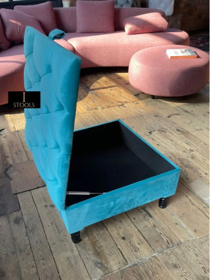 Square chesterfield buttoned Storage coffee table bench