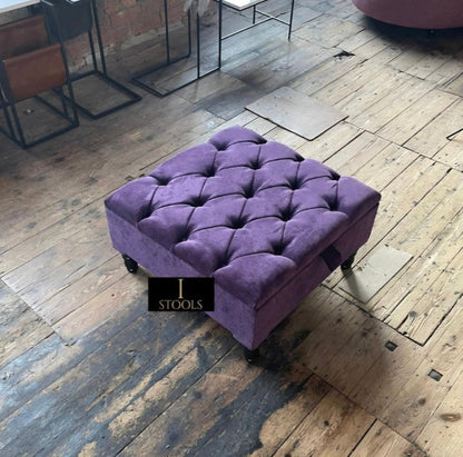 Square chesterfield buttoned Storage coffee table bench