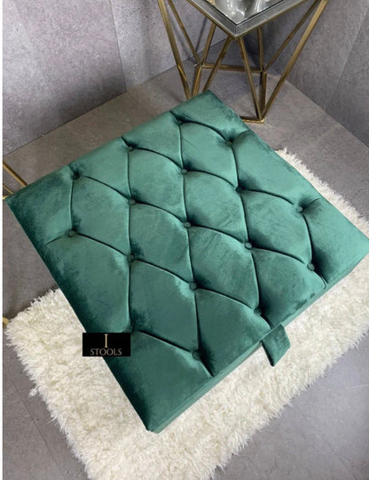 Square chesterfield buttoned Storage coffee table bench