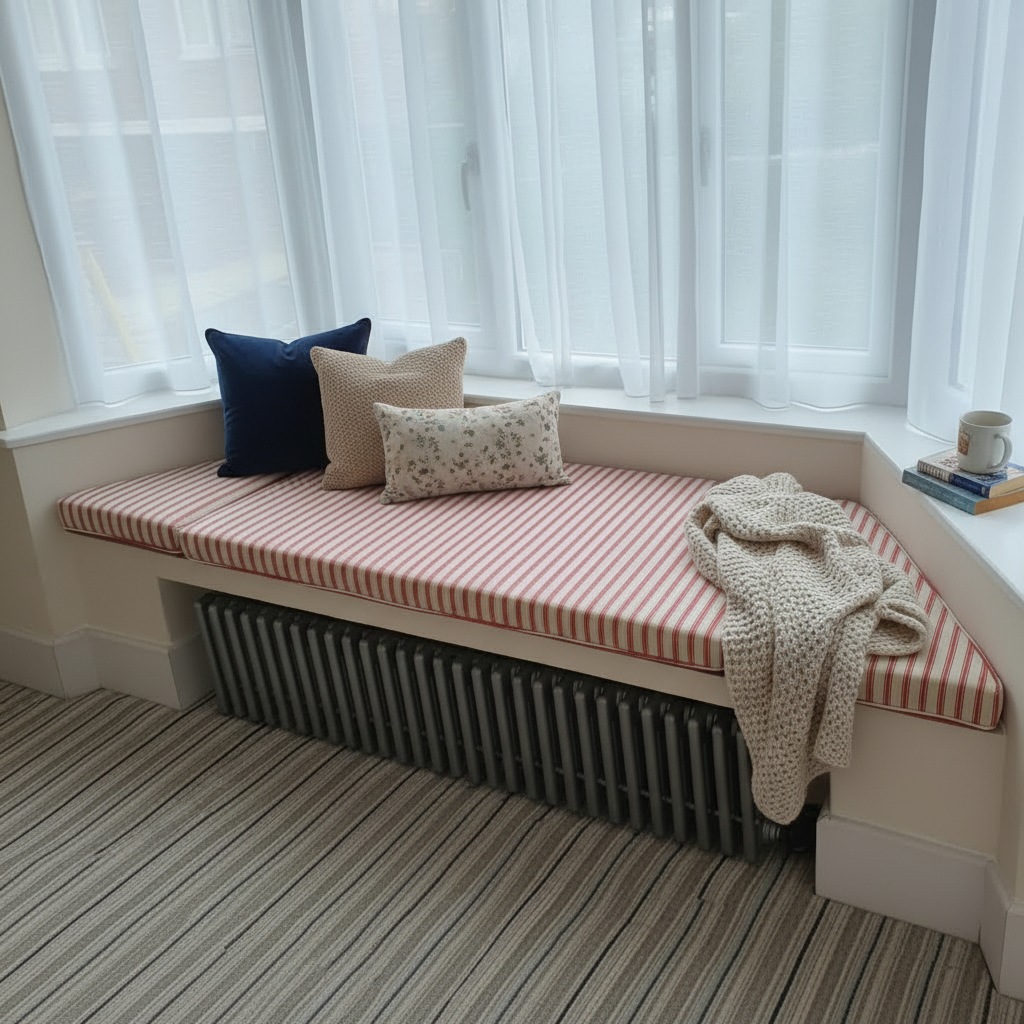Side profile of high-density foam seating pad showing structured box edge thickness