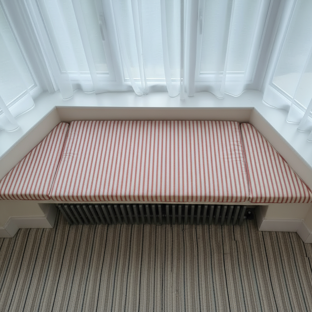 Side profile of high-density foam seating pad showing structured box edge thickness