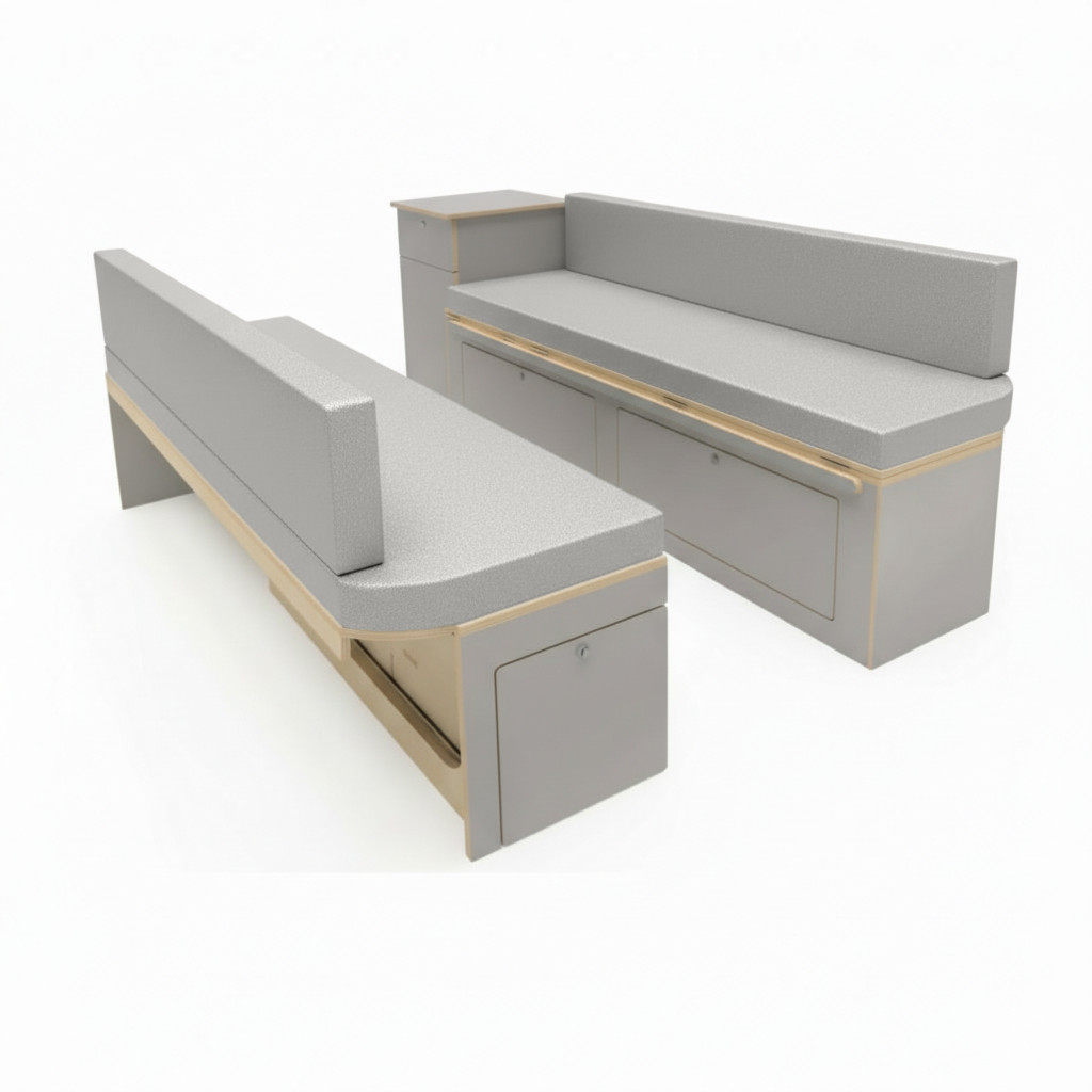 Silver caravan lounge upholstery with high density foam comfort
