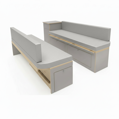 Silver caravan lounge upholstery with high density foam comfort
